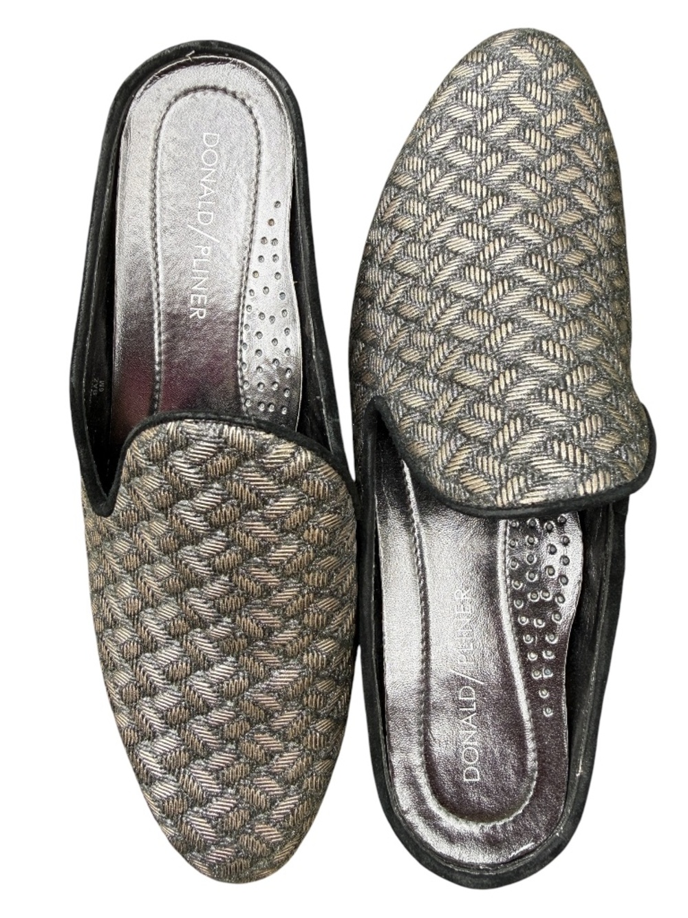 Donald J Pliner Baz Metallic Woven Mules Slip-On Loafers Size 6 Unworn
